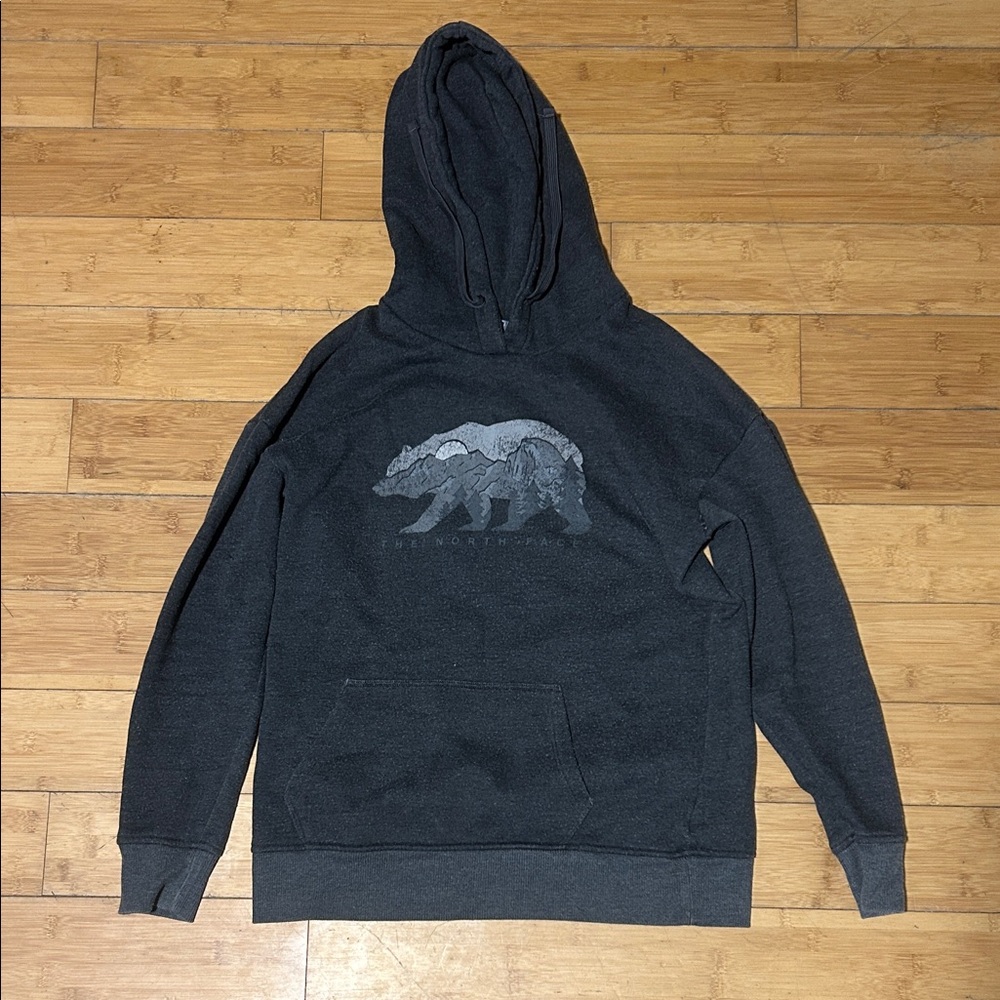 The North Face Charcoal Hoodie with Bear Graphic